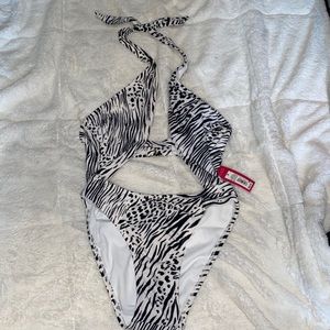 One piece animal print bathing suit